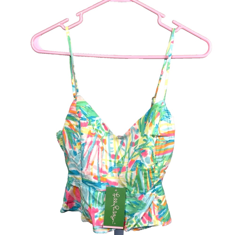 Lilly Pulitzer 4 Linnea Crop Top Sea Salt and Sun Tank Florida Vacation‎ Cruise